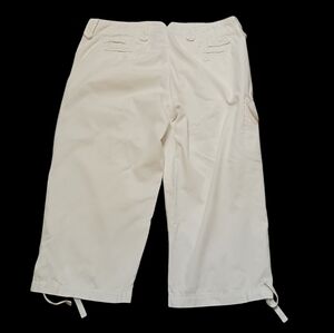 Sundance White 100% Cotton Cargo Length Pants Ladies Size 12 BEACHY Preppy SAIL
